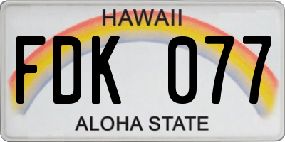 HI license plate FDK077