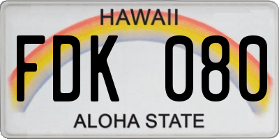 HI license plate FDK080