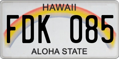 HI license plate FDK085