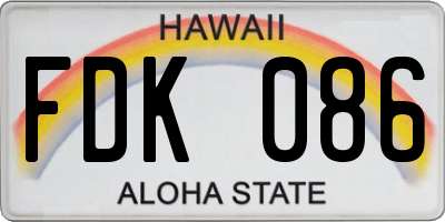 HI license plate FDK086