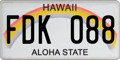HI license plate FDK088