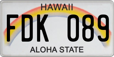 HI license plate FDK089