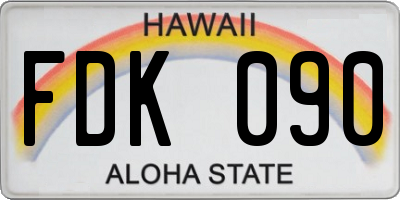 HI license plate FDK090