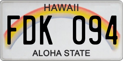 HI license plate FDK094