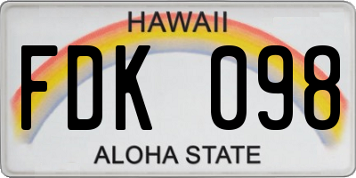 HI license plate FDK098