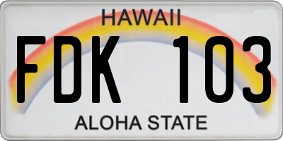 HI license plate FDK103