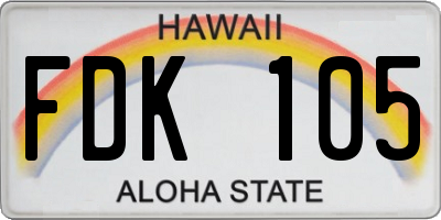 HI license plate FDK105