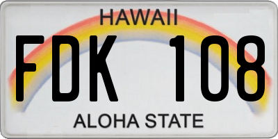 HI license plate FDK108