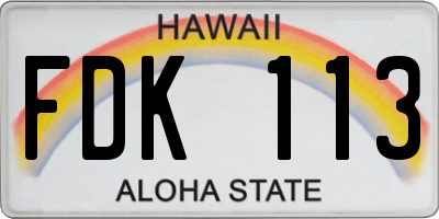 HI license plate FDK113