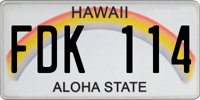 HI license plate FDK114