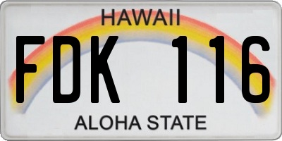 HI license plate FDK116
