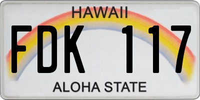 HI license plate FDK117