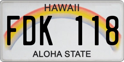 HI license plate FDK118
