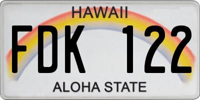 HI license plate FDK122
