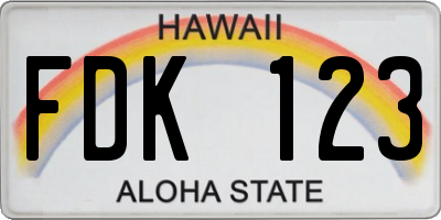 HI license plate FDK123