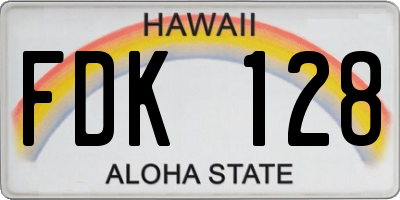 HI license plate FDK128