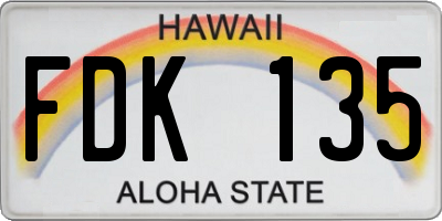 HI license plate FDK135