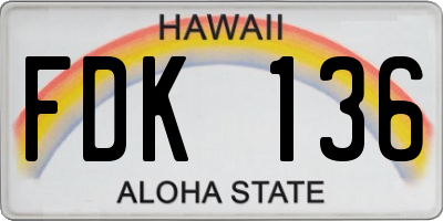 HI license plate FDK136
