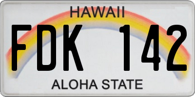 HI license plate FDK142