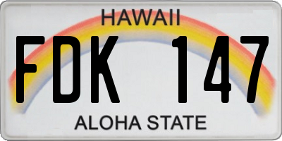 HI license plate FDK147