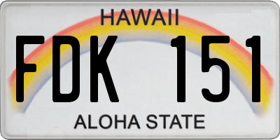 HI license plate FDK151