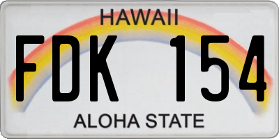 HI license plate FDK154