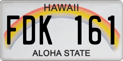 HI license plate FDK161