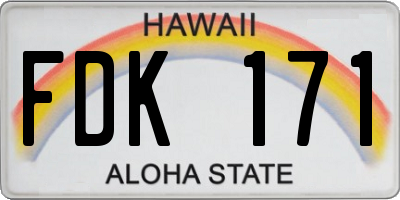HI license plate FDK171