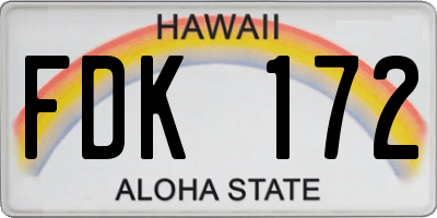 HI license plate FDK172