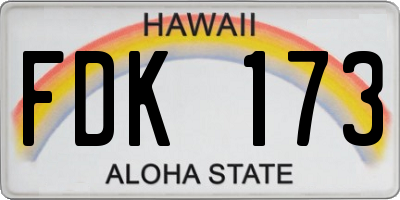 HI license plate FDK173