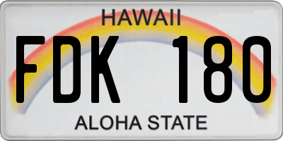 HI license plate FDK180