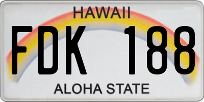 HI license plate FDK188