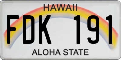 HI license plate FDK191