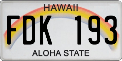 HI license plate FDK193