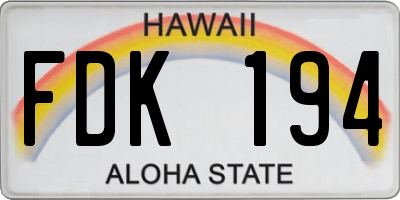 HI license plate FDK194