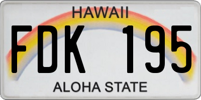 HI license plate FDK195