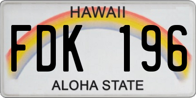HI license plate FDK196