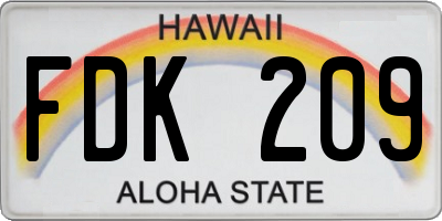 HI license plate FDK209