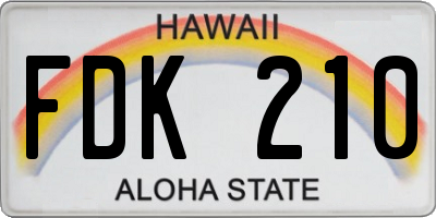 HI license plate FDK210