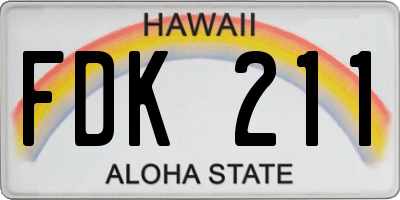 HI license plate FDK211