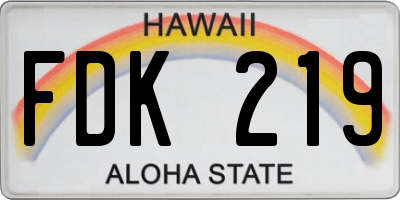HI license plate FDK219