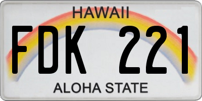 HI license plate FDK221