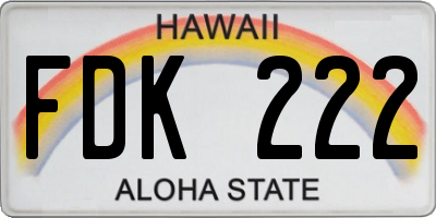 HI license plate FDK222