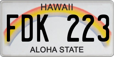 HI license plate FDK223