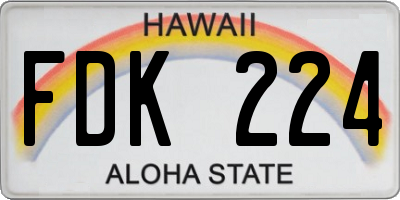 HI license plate FDK224
