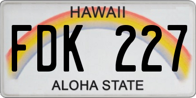 HI license plate FDK227