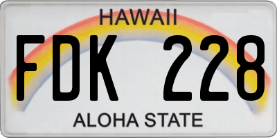 HI license plate FDK228