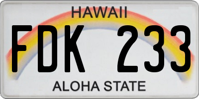 HI license plate FDK233