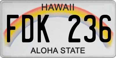 HI license plate FDK236