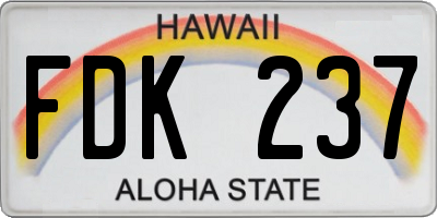 HI license plate FDK237